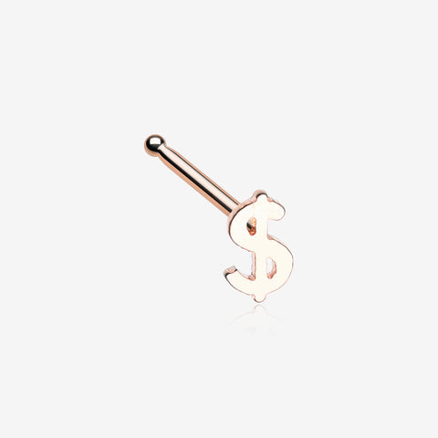 Rose Gold Dollar Money Sign Nose Stud Ring