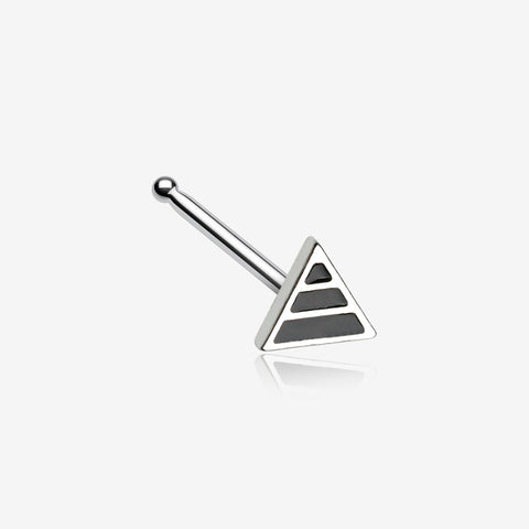 Triple Black Stripe Triangle Nose Stud Ring-Steel