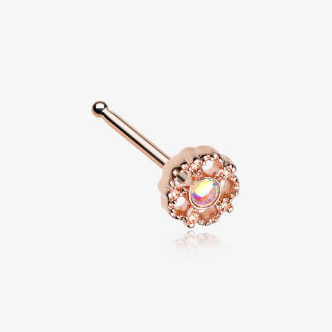 Rose Gold Zen Flower Iridescent Revo Sparkle Nose Stud Ring