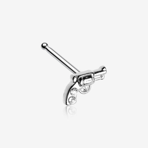 Sparkle Pistol Gun Nose Stud Ring-Clear Gem