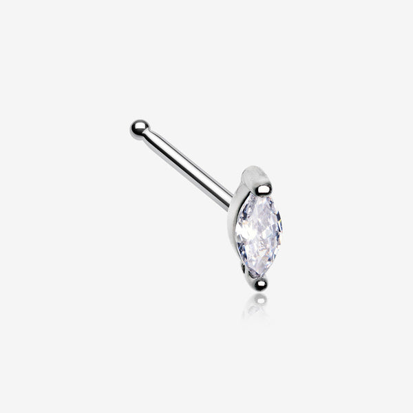 Marquise Sparkle Gem Nose Stud Ring-Clear Gem