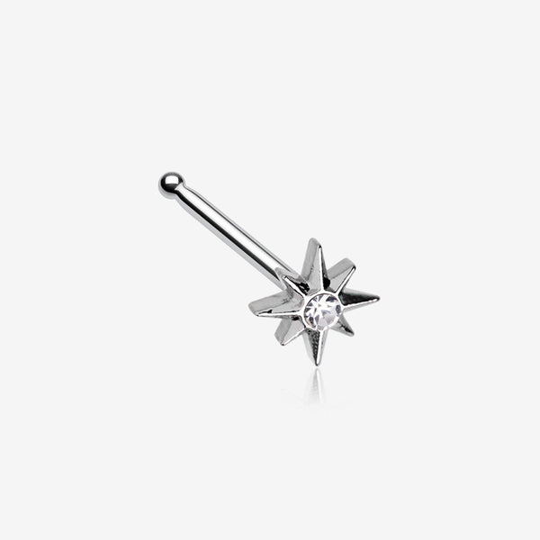 Polaris Sparkle North Star Nose Stud Ring-Clear Gem