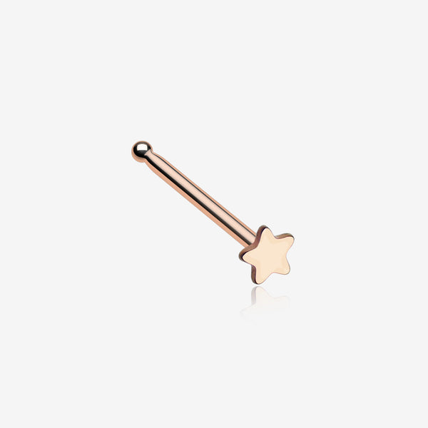 Rose Gold Star Nose Stud Ring-Rose Gold