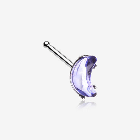 Crescent Moon Gem Sparkle Nose Stud Ring-Tanzanite