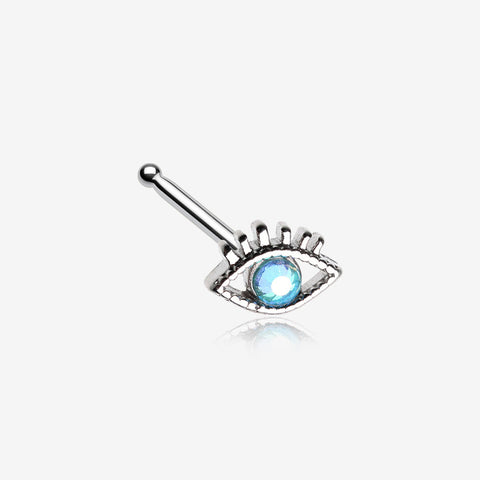 All Seeing Eye Sparkle Nose Stud Ring-Aqua/Aurora Borealis