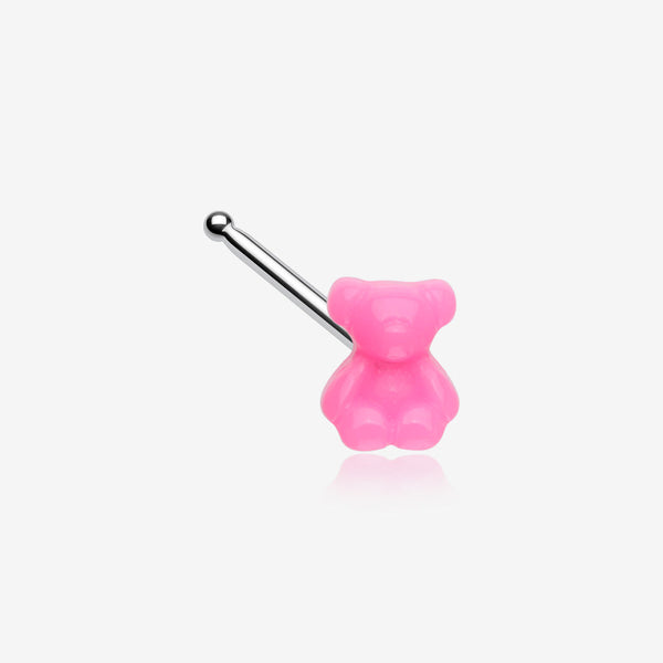 Kawaii Pop Pink Teddy Bear Nose Stud Ring-Pink