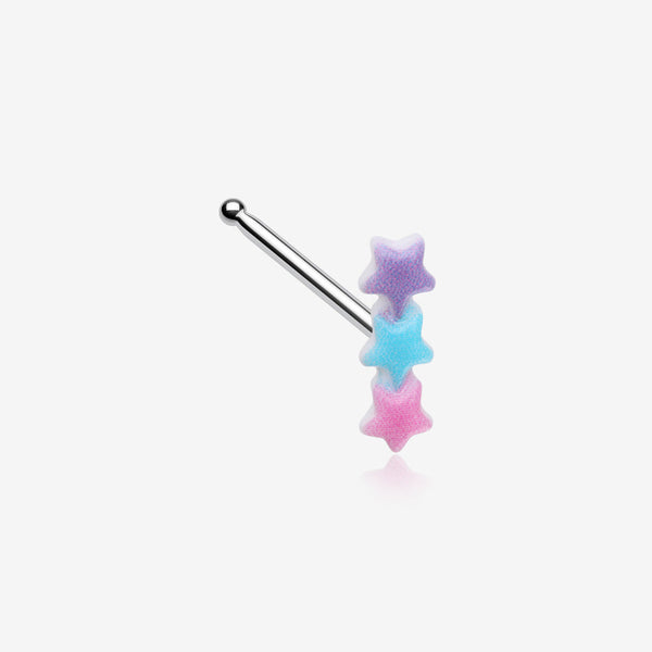 Kawaii Pop Pastel Assorted Star Trio Nose Stud Ring-Multi