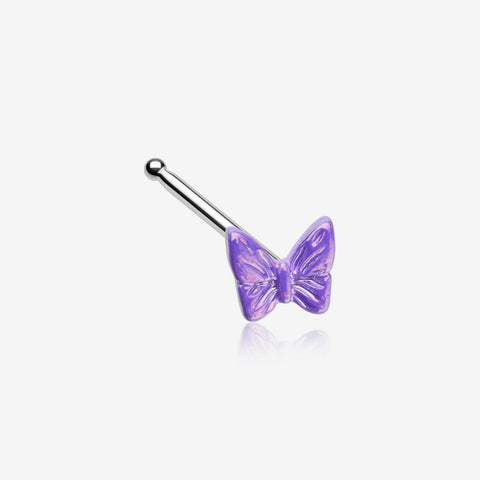 Iridescent Purple Butterfly Nose Stud Ring-Purple