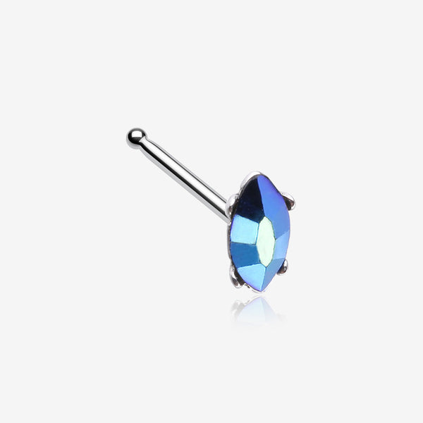 Iridescent Marquise Sparkle Gem Nose Stud Ring-Black Aurora Borealis