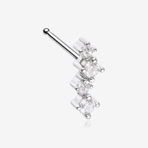 Brilliant Sparkle ZigZag Multi-Gem Nose Stud Ring-Clear Gem