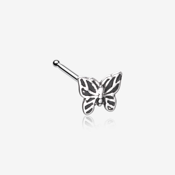 Elegant Goth Butterfly Nose Stud Ring