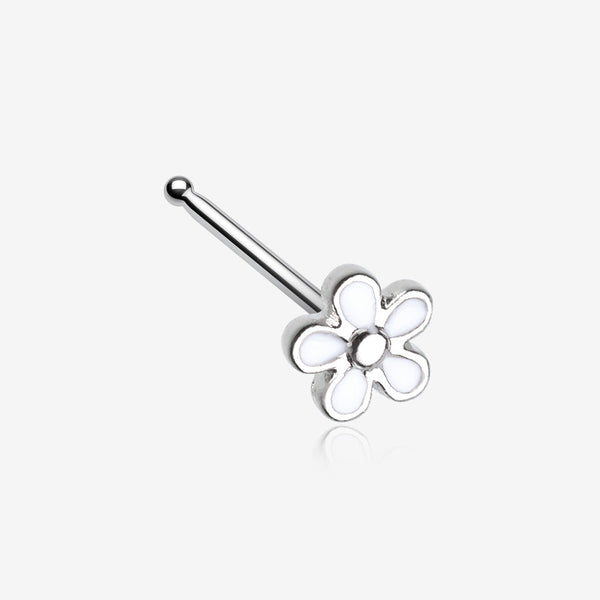 White Plumeria Flower Nose Stud Ring-White