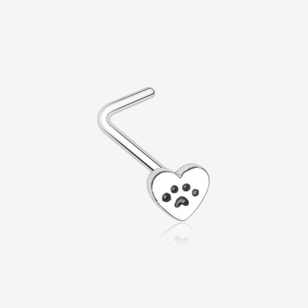 Paw in Heart Animal Lover L-Shaped Nose Ring