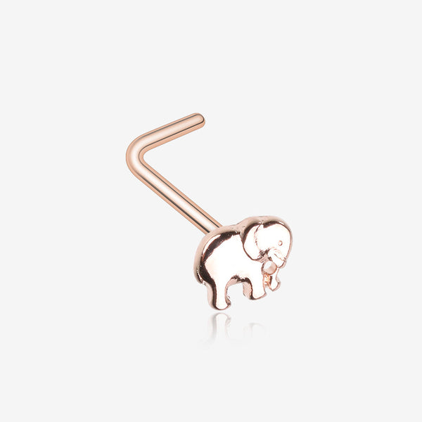 Rose Gold Adorable Baby Elephant L-Shaped Nose Ring