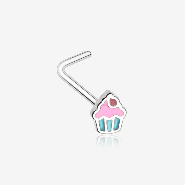 Sweet Lil Cupcake L-Shaped Nose Ring-Pink