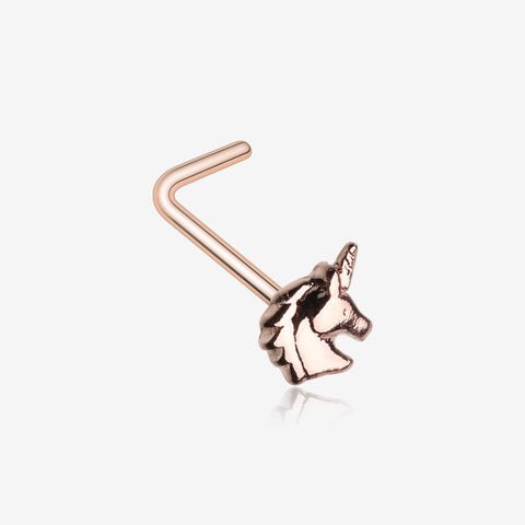 Rose Gold Unicorn Stay Magical L-Shaped Nose Ring