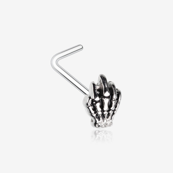 Skeleton Hand of Death L-Shaped Nose Ring