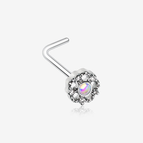 Zen Flower Iridescent Revo Sparkle L-Shaped Nose Ring