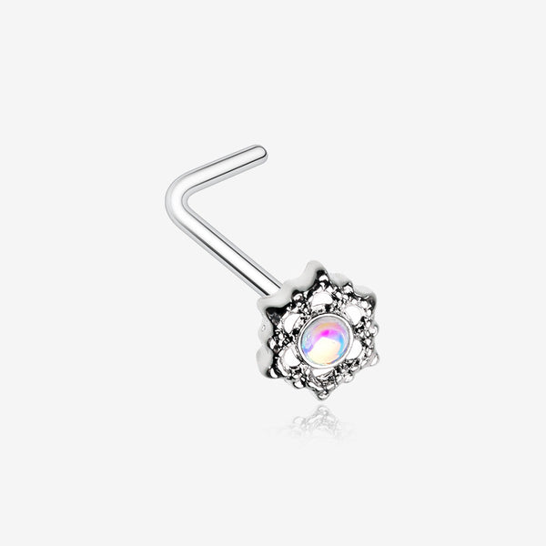 Mandala Lotus Iridescent Revo Sparkle L-Shaped Nose Ring