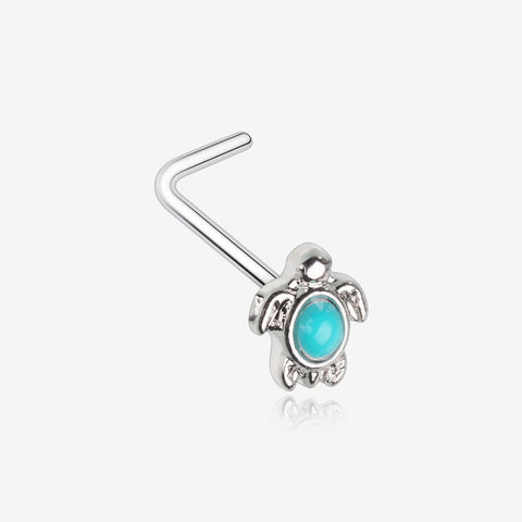 Turquoise Sea Turtle L-Shaped Nose Ring-Turquoise