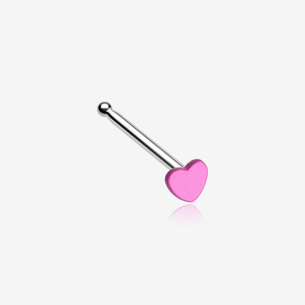 Vibrant Enamel Heart Nose Stud Ring-Pink