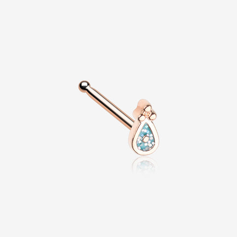 Rose Gold Mandala Ryn Sparkle Nose Stud Ring-Teal