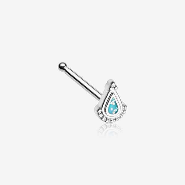 Mandala Ray Sparkle Nose Stud Ring-Teal