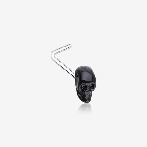 Blackline Death Skull Head L-Shaped Nose Ring-Black