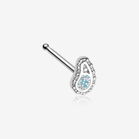 Paisley Mandala Sparkle Nose Stud Ring-Teal