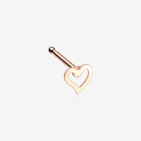 Rose Gold Dainty Heart Icon Nose Stud Ring-Rose Gold