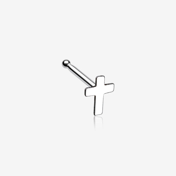 Dainty Cross Icon Nose Stud Ring-Steel