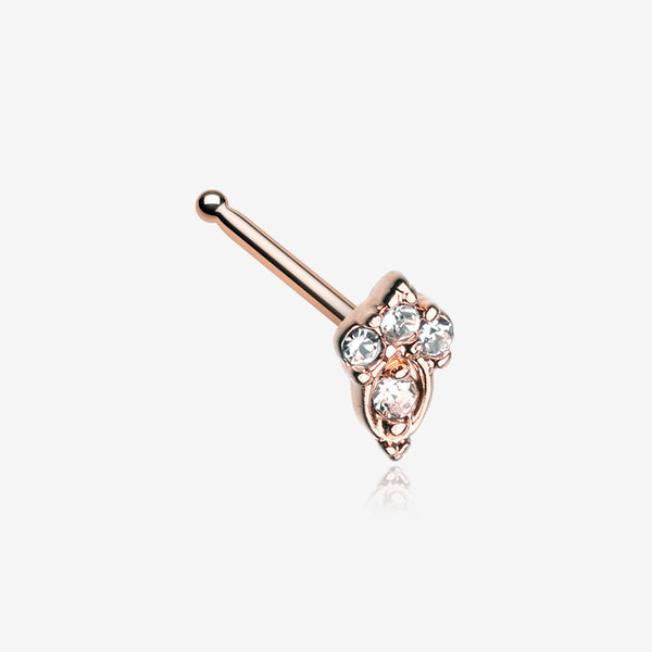 Rose Gold Victorian Elegance Sparkle Nose Stud Ring-Clear Gem