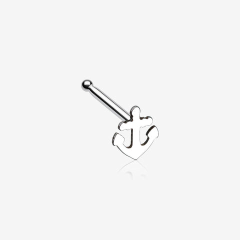 Dainty Anchor Icon Nose Stud Ring-Steel