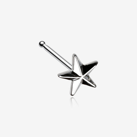 Nautical Star Icon Nose Stud Ring-Steel