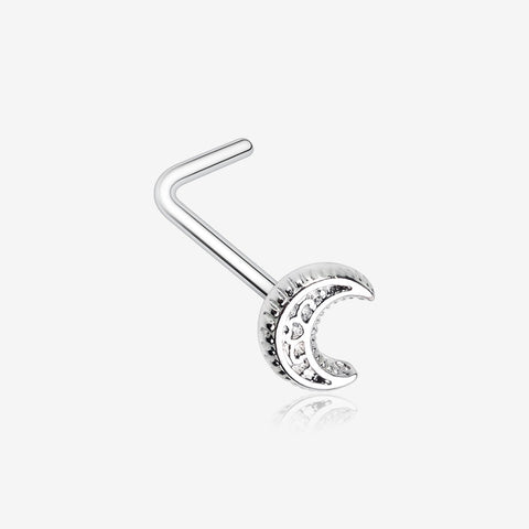 Crescent Moon Filigree L-Shaped Nose Ring