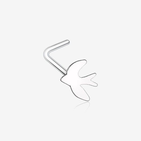 Soaring Swallow L-Shaped Nose Ring-Steel