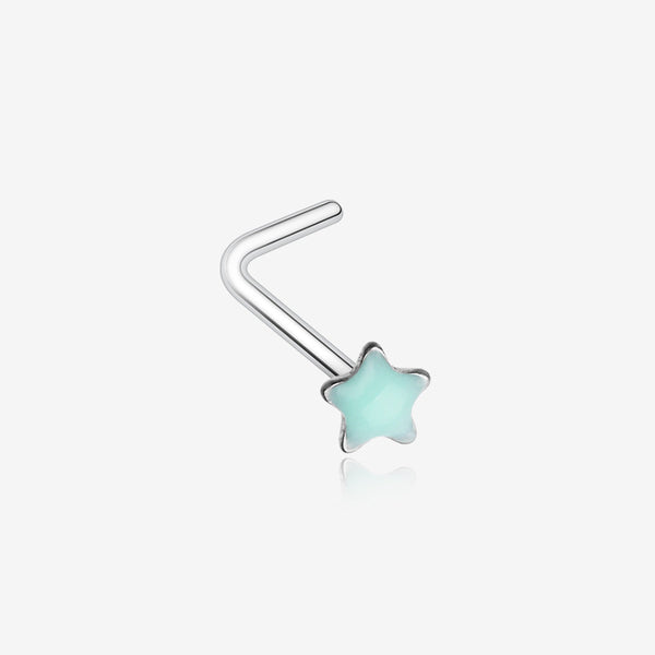 Glow in the Dark Star L-Shaped Nose Ring-Green