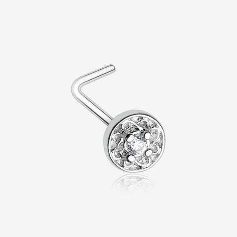 Swirlesque Sparkle Gem L-Shaped Nose Ring-Clear Gem