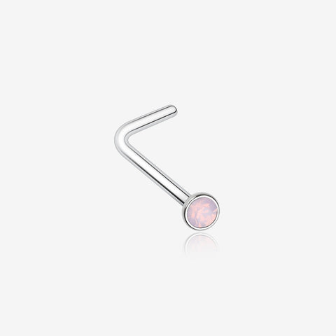 Opalite Gem Sparkle L-Shaped Nose Ring-Rose Water Opal