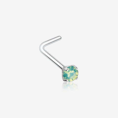 Opalite Sparkle Gem Prong Set L-Shaped Nose Ring-Pacific Opal