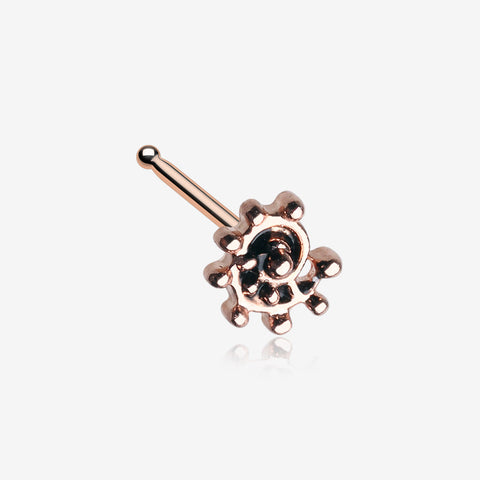 Rose Gold Ambro Swirl Filigree Icon Nose Stud Ring-Rose Gold