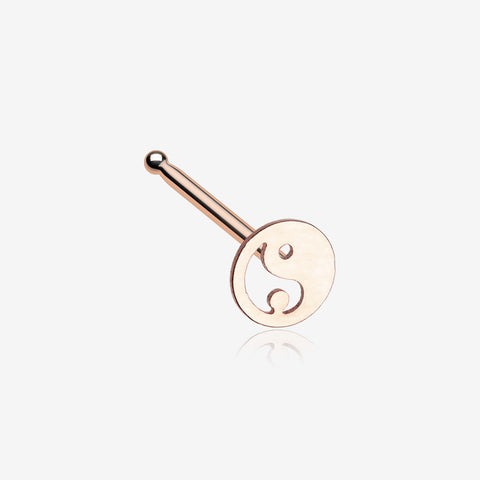 Rose Gold Yin Yang Tao Nose Stud Ring-Rose Gold