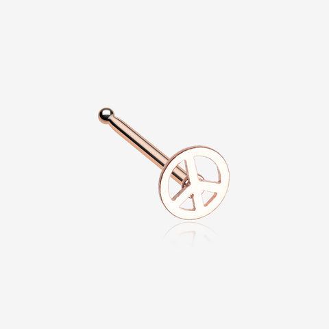 Rose Gold Peace Icon Nose Stud Ring-Rose Gold