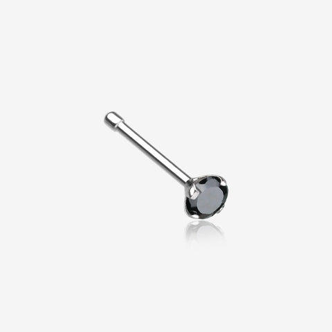 Prong Set Gem Top Steel Nose Stud Ring-Black