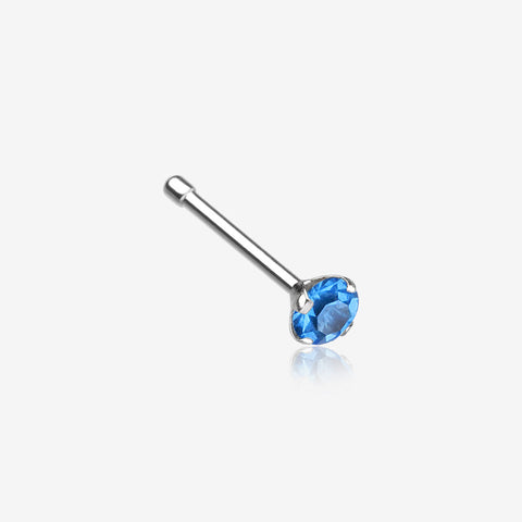 Prong Set Gem Top Steel Nose Stud Ring-Blue