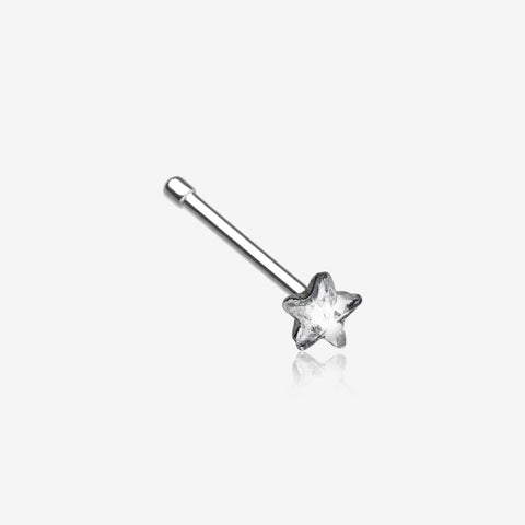 Star Sparkle Steel Nose Stud Ring-Clear Gem