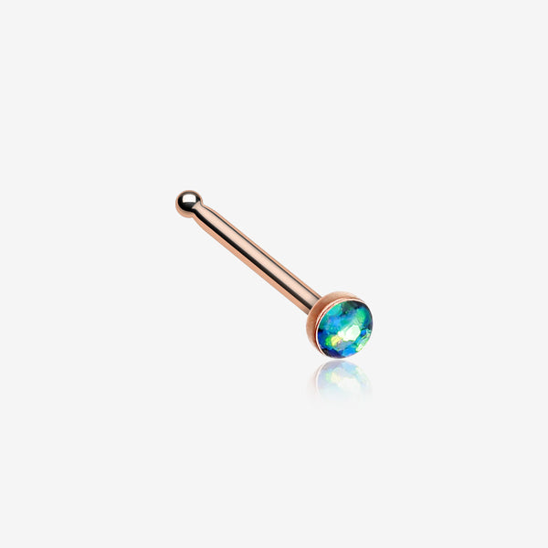 Rose Gold Opal Sparkle Nose Stud Ring-Black