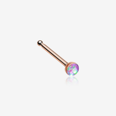 Rose Gold Opal Sparkle Nose Stud Ring-Purple