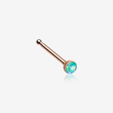 Rose Gold Opal Sparkle Nose Stud Ring-Teal