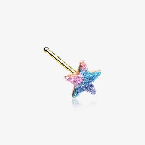 Golden Kawaii Pop Star Iridescent Sparkle Nose Stud Ring